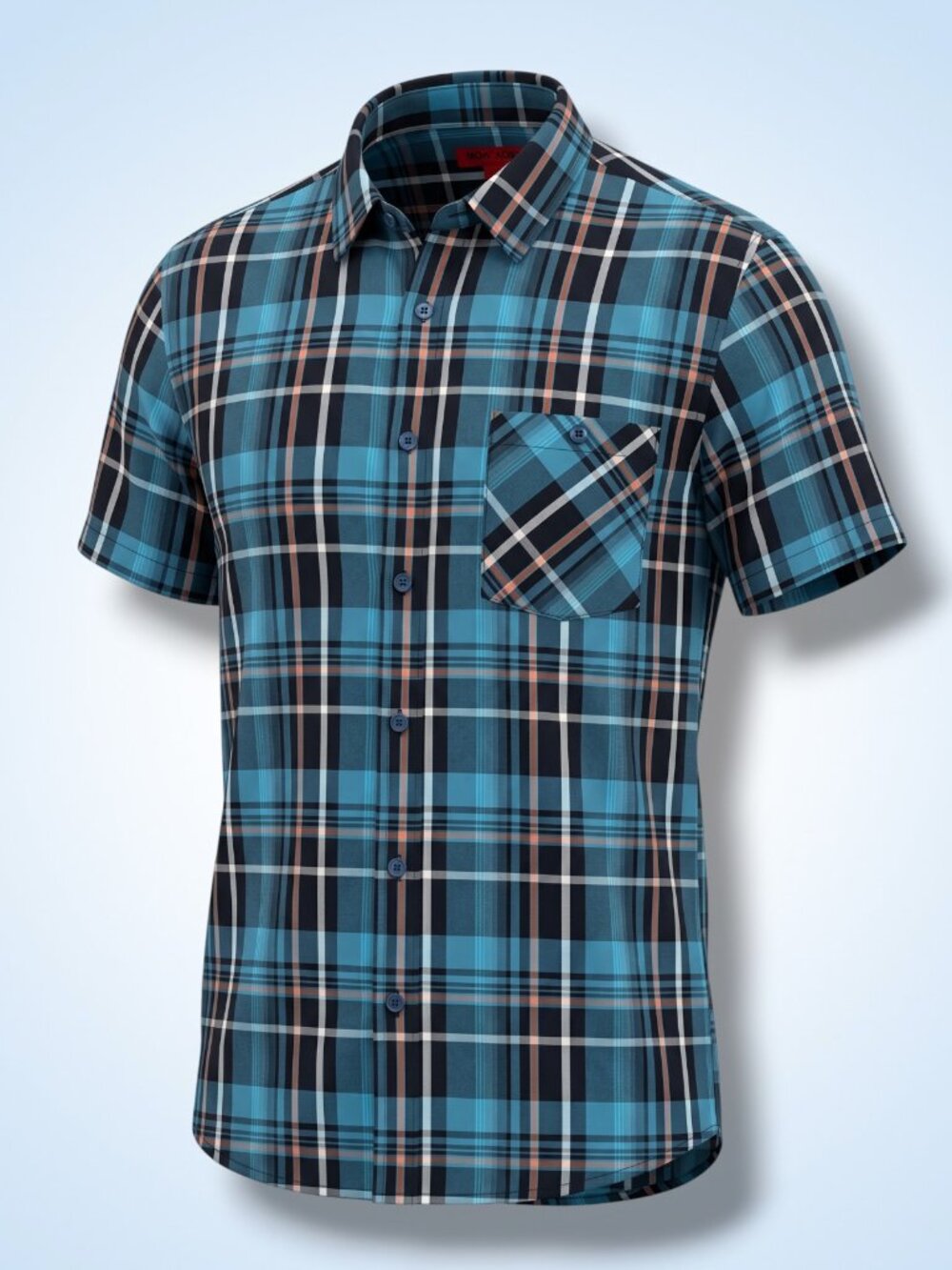 Montage Blue Navy‎ & Orange Check Casual Button Down Shirt L